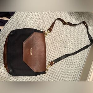 R. Riveter Crossbody Bag | Brown Leather & Black Canvas